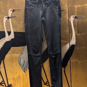 NEW Rag & Bone Women's Black Leather and Denim Skinny Jeans